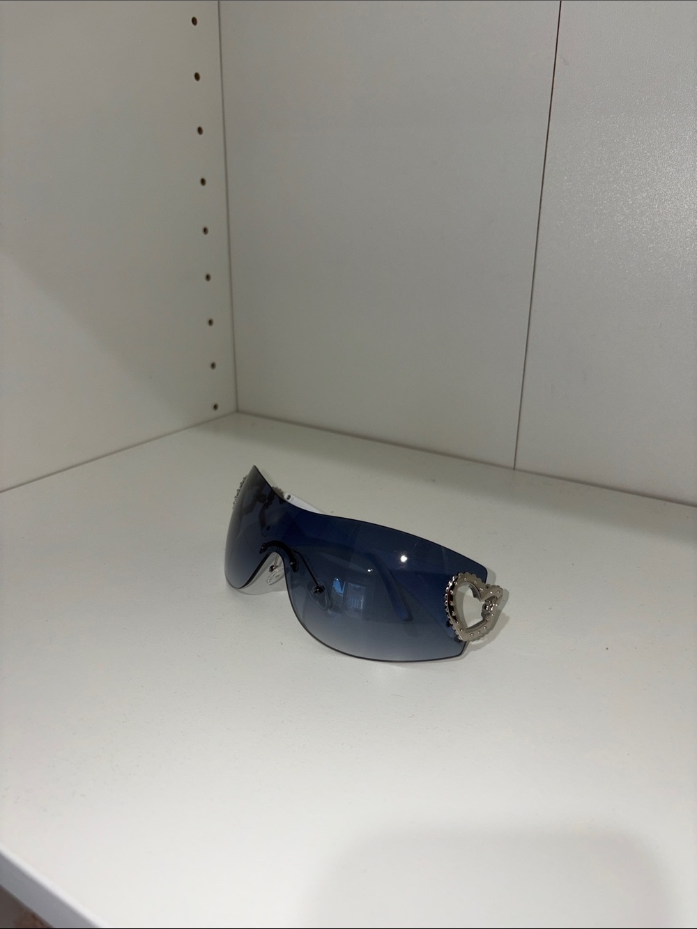 Amazon Blue Gradient Shield Sunglasses with Heart Accent